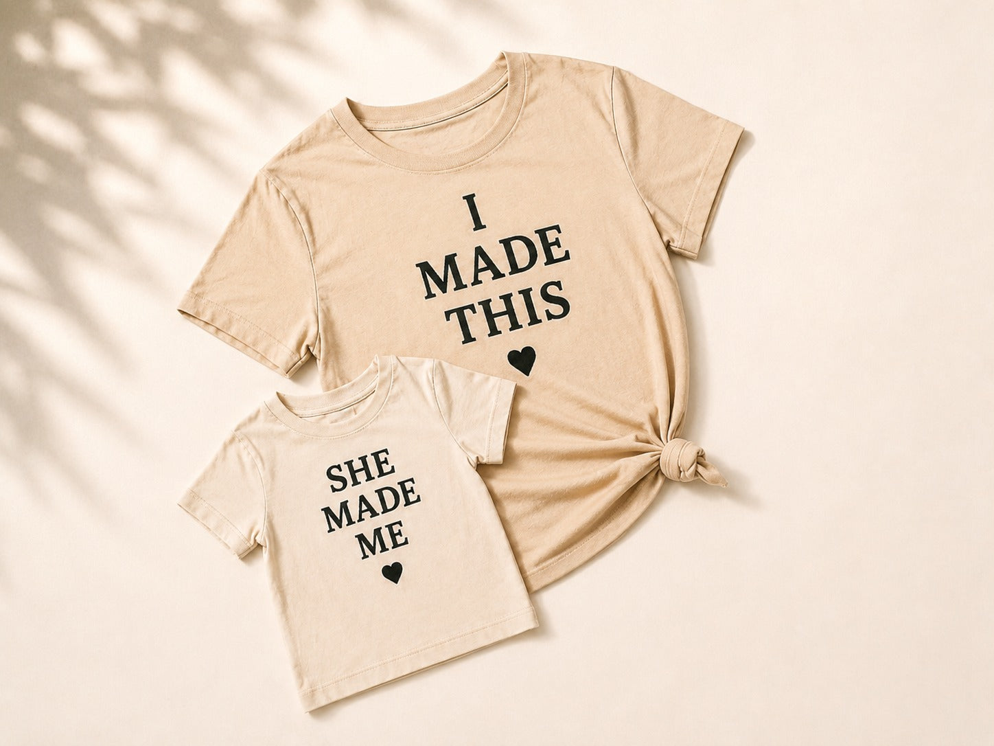 Mom and kid matching t-shirts